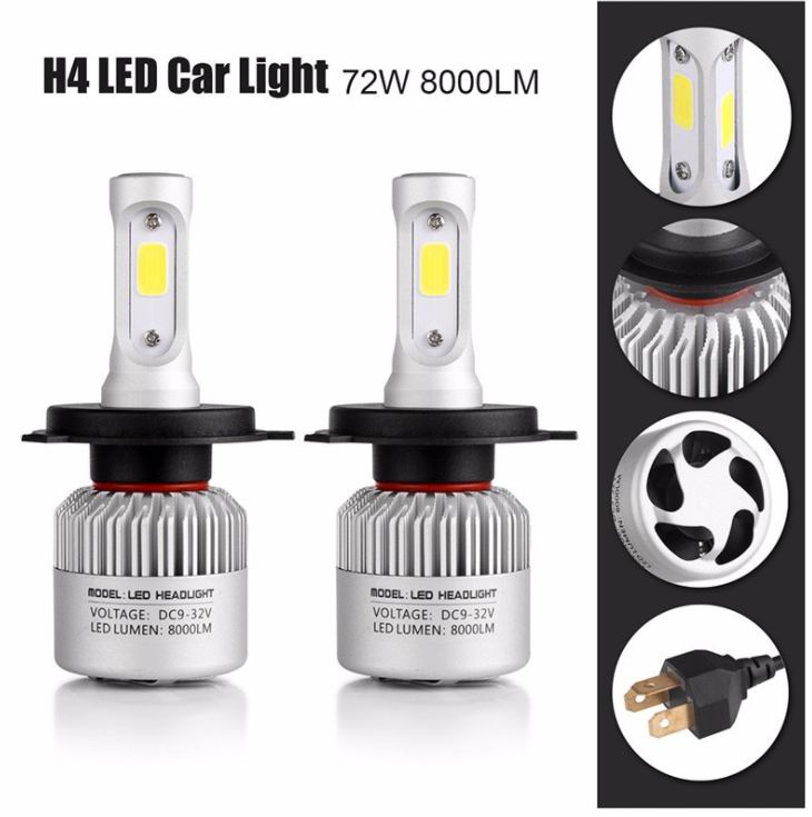  S2 9005 9006 COB LED Headlight 72W 8000LM Waterproof Fog Light 6500K 12V