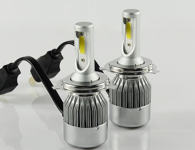  Headlight Bulbs C6  H4 COB Chip Car Led 72W 7600LM  Dual beam